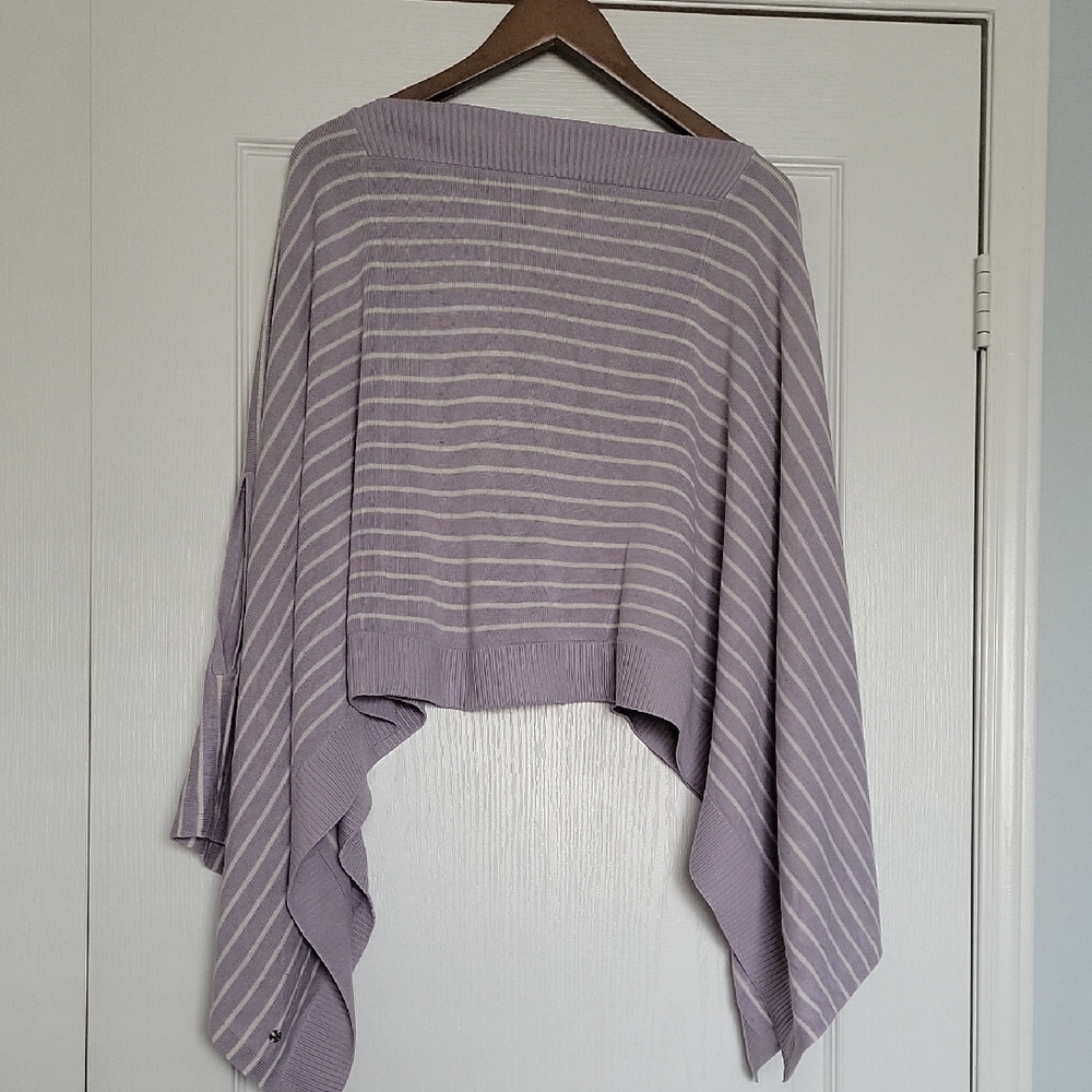 Lululemon Athletica Mauve and White Striped Poncho Shrug Cape Shawl - Picture 5 of 5